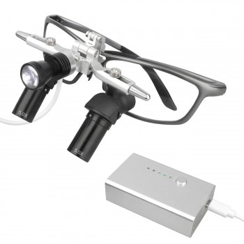 5X 歯科用エルゴルーペ 歯科拡大鏡（瞳孔間距離調整機能付き）+ 5W LEDヘッドライト
