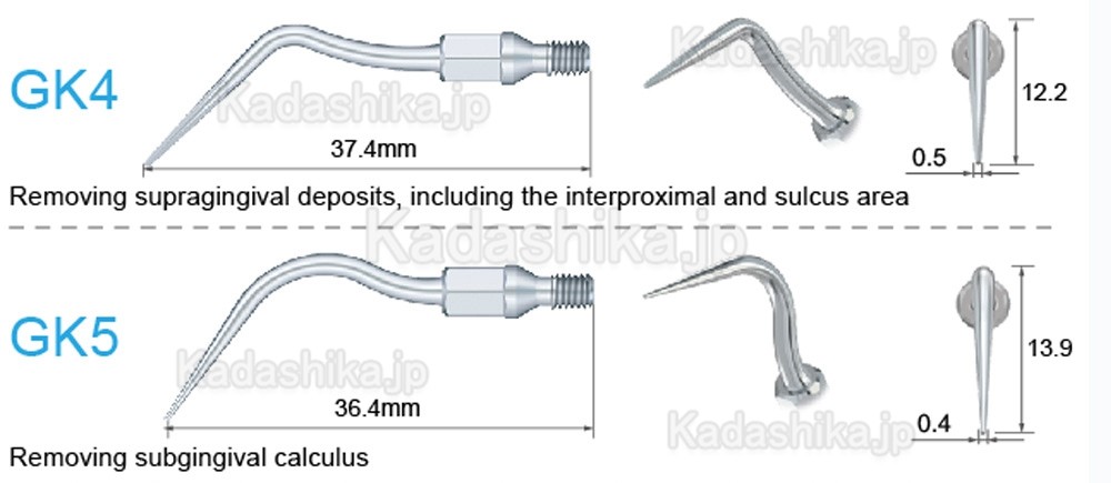 5本 Refine® エア スケーラー チップ GK1 GK2 GK3 GK4 GK5(KAVO SONICflexと互換性あり)