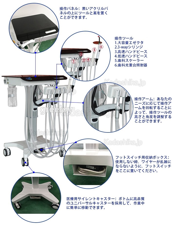 Greeloy GU-P 302S 可搬式歯科用ユニット 移動可能歯科器具台 (高さ調節可能) Greeloy GU-P 302S 可搬式歯科用ユニット 移動可能歯科器具台 (高さ調節可能)