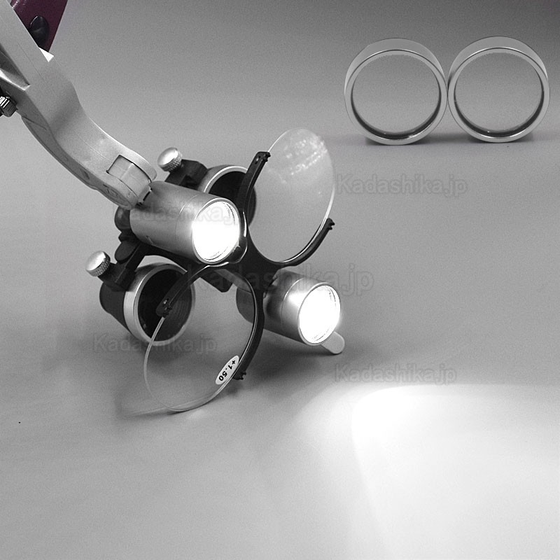 2.5/3.5X 歯科用ヘッドバンド拡大鏡(ルーペ)、5W LED ヘッドライト & 老眼メガネ付き